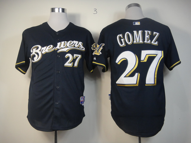 Men Milwaukee Brewers #27 Gomez Blue MLB Jerseys->milwaukee brewers->MLB Jersey